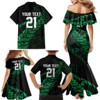 New Zealand Lawn Bowls Custom Family Matching Mermaid Dress and Hawaiian Shirt Green Maori Warrior Tribal Silver Fern - Aussie Hoodie