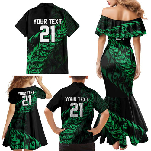 New Zealand Lawn Bowls Custom Family Matching Mermaid Dress and Hawaiian Shirt Green Maori Warrior Tribal Silver Fern - Aussie Hoodie