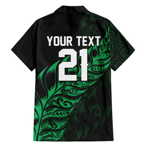 New Zealand Lawn Bowls Custom Family Matching Off Shoulder Short Dress and Hawaiian Shirt Green Maori Warrior Tribal Silver Fern - Aussie Hoodie