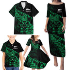 New Zealand Lawn Bowls Custom Family Matching Puletasi and Hawaiian Shirt Green Maori Warrior Tribal Silver Fern - Aussie Hoodie