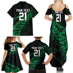 New Zealand Lawn Bowls Custom Family Matching Summer Maxi Dress and Hawaiian Shirt Green Maori Warrior Tribal Silver Fern - Aussie Hoodie