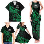 New Zealand Lawn Bowls Custom Family Matching Tank Maxi Dress and Hawaiian Shirt Green Maori Warrior Tribal Silver Fern - Aussie Hoodie