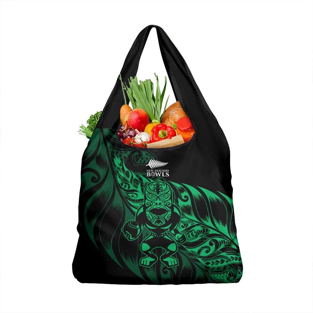 New Zealand Lawn Bowls Grocery Bag Green Maori Warrior Tribal Silver Fern - Aussie Hoodie