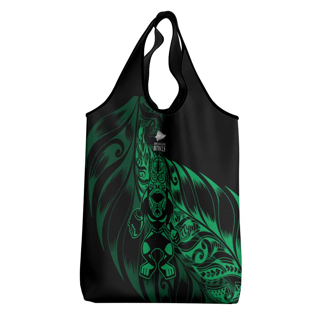 New Zealand Lawn Bowls Grocery Bag Green Maori Warrior Tribal Silver Fern - Aussie Hoodie
