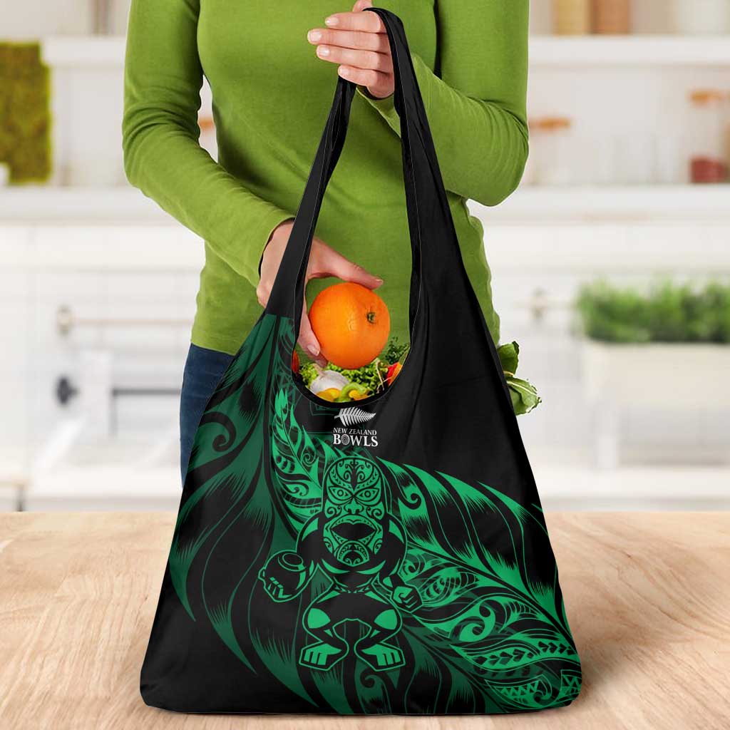New Zealand Lawn Bowls Grocery Bag Green Maori Warrior Tribal Silver Fern - Aussie Hoodie