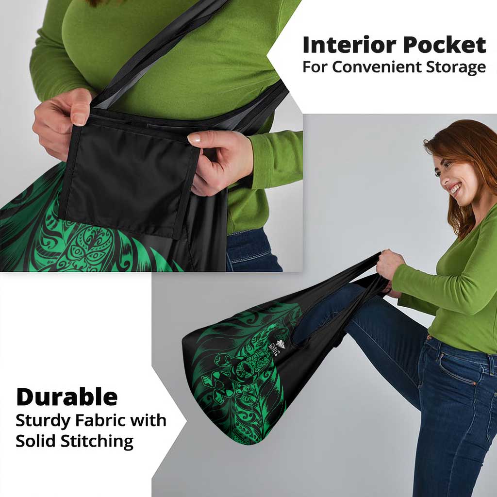 New Zealand Lawn Bowls Grocery Bag Green Maori Warrior Tribal Silver Fern - Aussie Hoodie