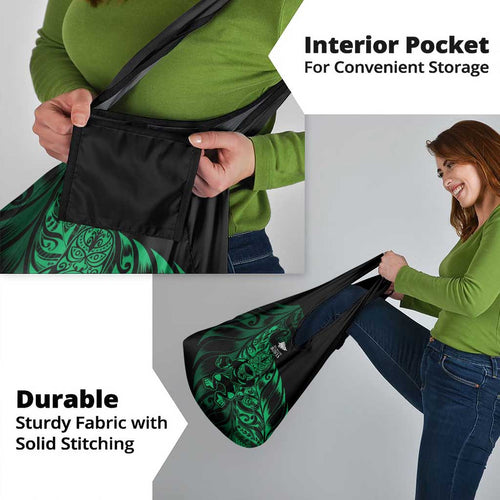 New Zealand Lawn Bowls Grocery Bag Green Maori Warrior Tribal Silver Fern - Aussie Hoodie