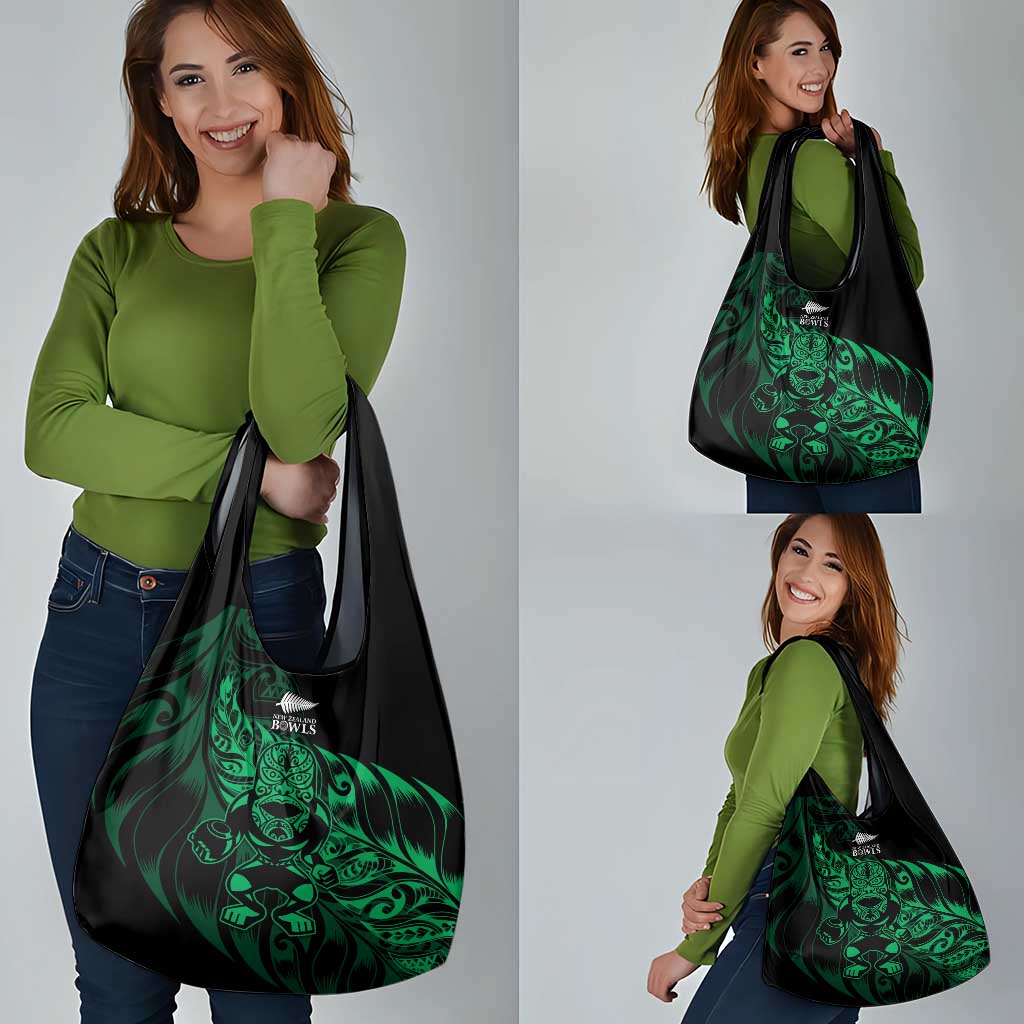 New Zealand Lawn Bowls Grocery Bag Green Maori Warrior Tribal Silver Fern - Aussie Hoodie