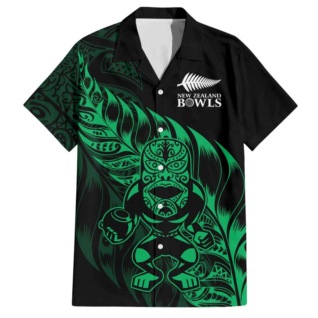 New Zealand Lawn Bowls Custom Hawaiian Shirt Green Maori Warrior Tribal Silver Fern - Aussie Hoodie