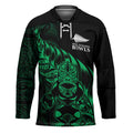New Zealand Lawn Bowls Custom Hockey Jersey Green Maori Warrior Tribal Silver Fern - Aussie Hoodie