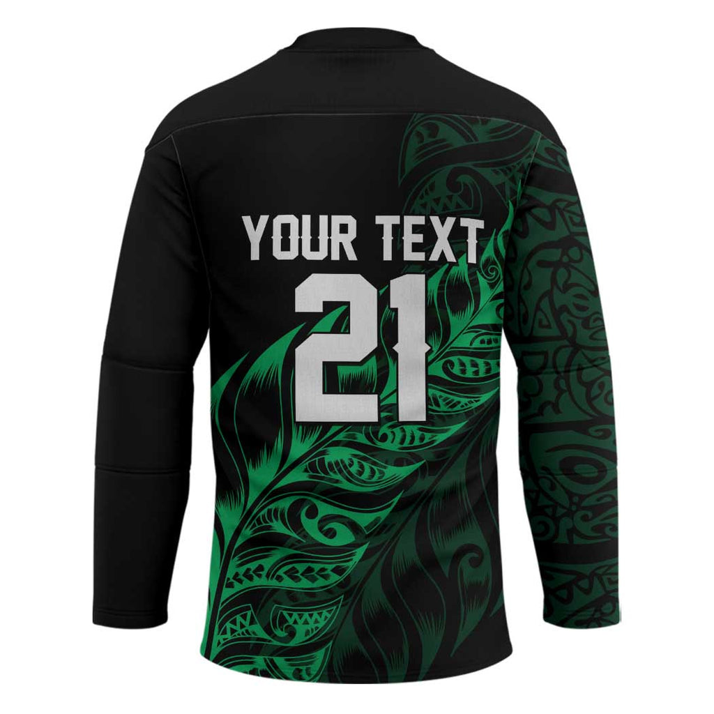 New Zealand Lawn Bowls Custom Hockey Jersey Green Maori Warrior Tribal Silver Fern - Aussie Hoodie