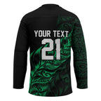 New Zealand Lawn Bowls Custom Hockey Jersey Green Maori Warrior Tribal Silver Fern - Aussie Hoodie