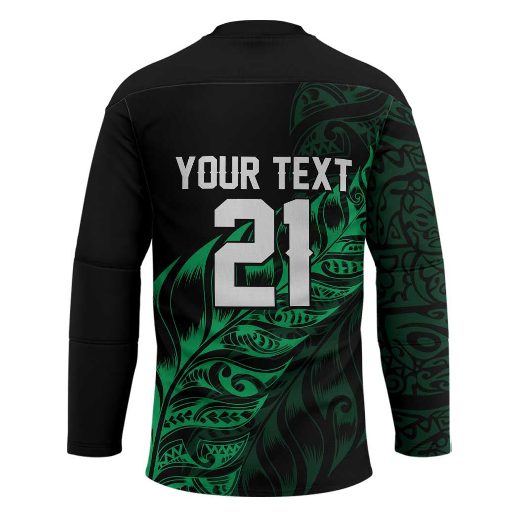 New Zealand Lawn Bowls Custom Hockey Jersey Green Maori Warrior Tribal Silver Fern - Aussie Hoodie
