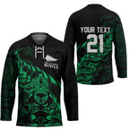 New Zealand Lawn Bowls Custom Hockey Jersey Green Maori Warrior Tribal Silver Fern - Aussie Hoodie