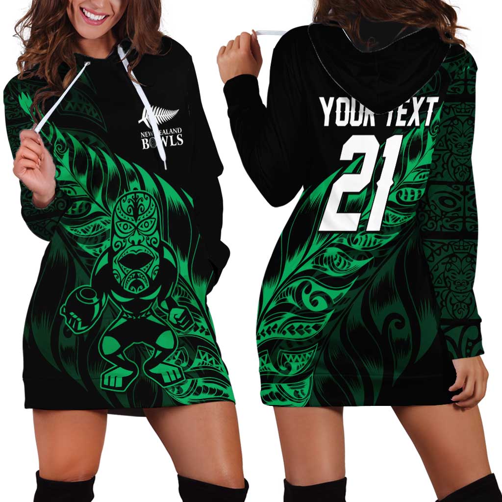 New Zealand Lawn Bowls Custom Hoodie Dress Green Maori Warrior Tribal Silver Fern - Aussie Hoodie