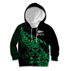 New Zealand Lawn Bowls Custom Kid Hoodie Green Maori Warrior Tribal Silver Fern - Aussie Hoodie