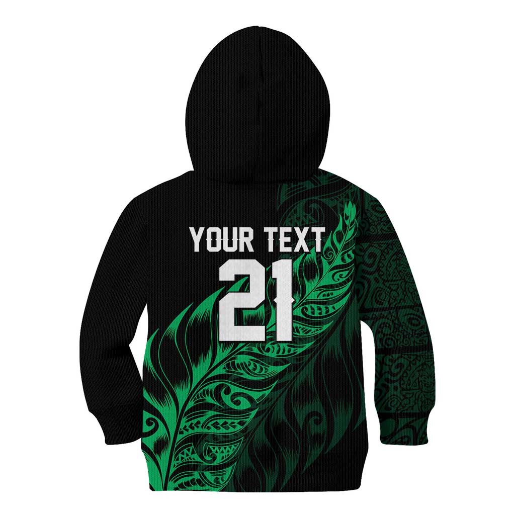 New Zealand Lawn Bowls Custom Kid Hoodie Green Maori Warrior Tribal Silver Fern - Aussie Hoodie