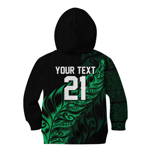 New Zealand Lawn Bowls Custom Kid Hoodie Green Maori Warrior Tribal Silver Fern - Aussie Hoodie
