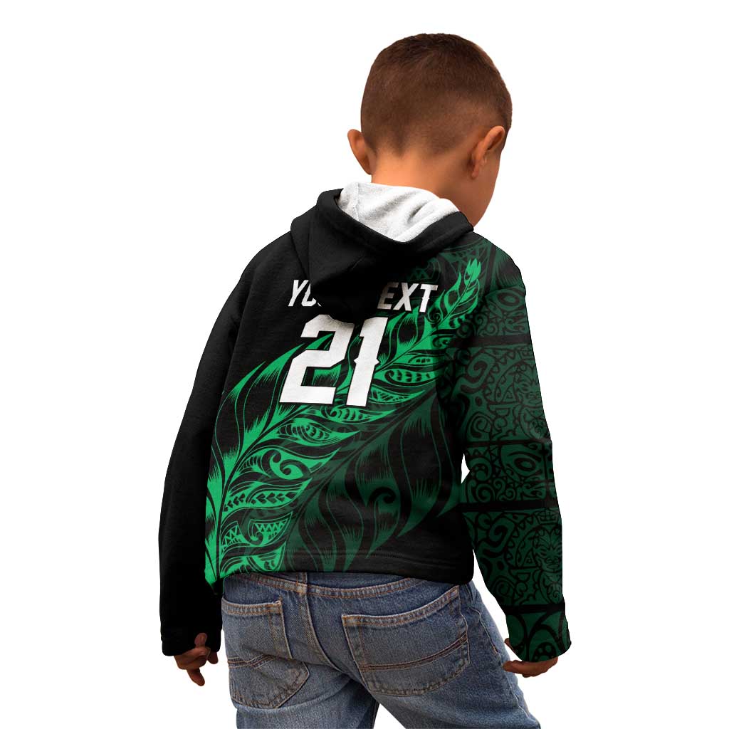 New Zealand Lawn Bowls Custom Kid Hoodie Green Maori Warrior Tribal Silver Fern - Aussie Hoodie
