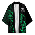 New Zealand Lawn Bowls Custom Kimono Green Maori Warrior Tribal Silver Fern - Aussie Hoodie