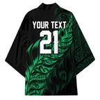 New Zealand Lawn Bowls Custom Kimono Green Maori Warrior Tribal Silver Fern - Aussie Hoodie