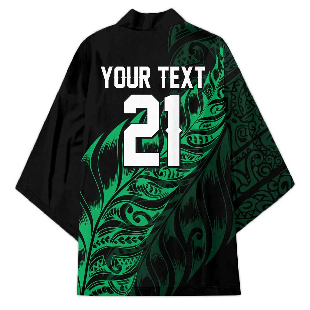 New Zealand Lawn Bowls Custom Kimono Green Maori Warrior Tribal Silver Fern - Aussie Hoodie