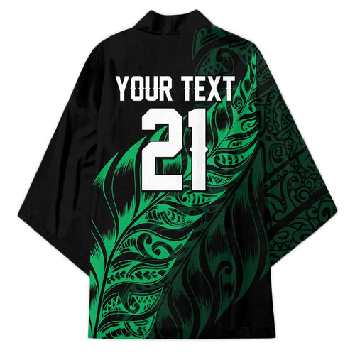 New Zealand Lawn Bowls Custom Kimono Green Maori Warrior Tribal Silver Fern - Aussie Hoodie