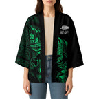 New Zealand Lawn Bowls Custom Kimono Green Maori Warrior Tribal Silver Fern - Aussie Hoodie
