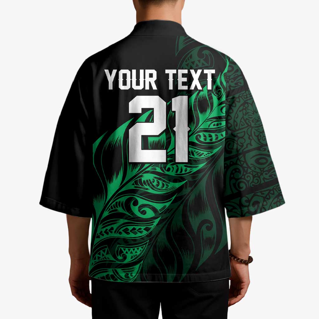New Zealand Lawn Bowls Custom Kimono Green Maori Warrior Tribal Silver Fern - Aussie Hoodie