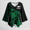 New Zealand Lawn Bowls Custom Kimono Sleeve Blouse Green Maori Warrior Tribal Silver Fern - Aussie Hoodie