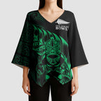 New Zealand Lawn Bowls Custom Kimono Sleeve Blouse Green Maori Warrior Tribal Silver Fern - Aussie Hoodie