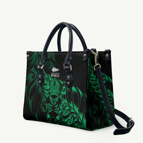 New Zealand Lawn Bowls Leather Bag Green Maori Warrior Tribal Silver Fern - Aussie Hoodie
