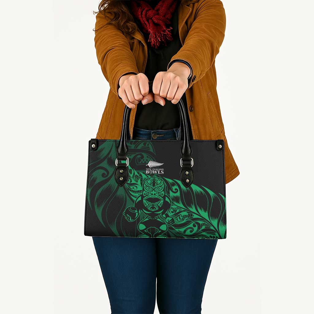 New Zealand Lawn Bowls Leather Bag Green Maori Warrior Tribal Silver Fern - Aussie Hoodie