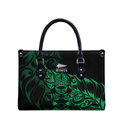 New Zealand Lawn Bowls Leather Bag Green Maori Warrior Tribal Silver Fern - Aussie Hoodie