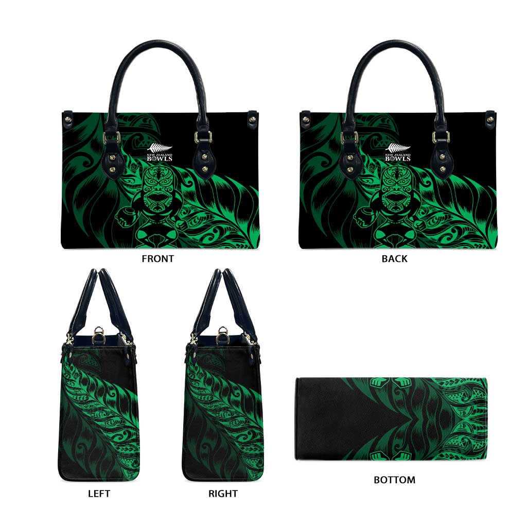 New Zealand Lawn Bowls Leather Bag Green Maori Warrior Tribal Silver Fern - Aussie Hoodie