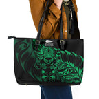 New Zealand Lawn Bowls Leather Tote Bag Green Maori Warrior Tribal Silver Fern - Aussie Hoodie