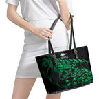 New Zealand Lawn Bowls Leather Tote Bag Green Maori Warrior Tribal Silver Fern - Aussie Hoodie