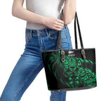 New Zealand Lawn Bowls Leather Tote Bag Green Maori Warrior Tribal Silver Fern - Aussie Hoodie