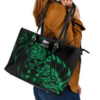 New Zealand Lawn Bowls Leather Tote Bag Green Maori Warrior Tribal Silver Fern - Aussie Hoodie