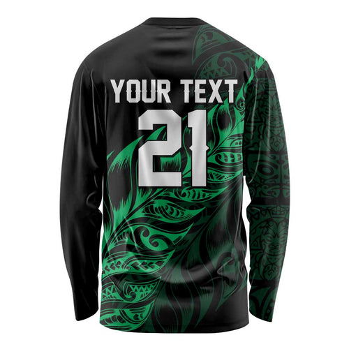 New Zealand Lawn Bowls Custom Long Sleeve Shirt Green Maori Warrior Tribal Silver Fern - Aussie Hoodie