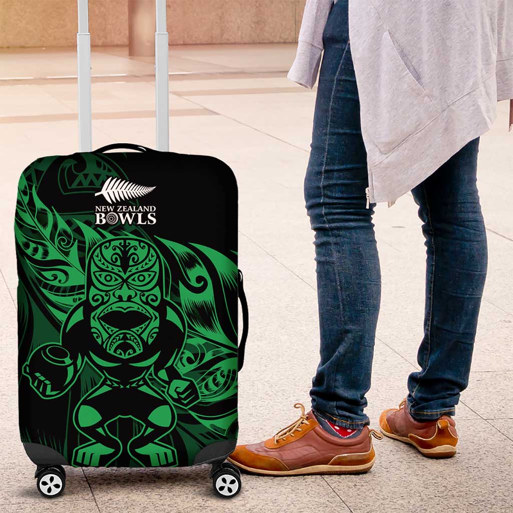 New Zealand Lawn Bowls Luggage Cover Green Maori Warrior Tribal Silver Fern - Aussie Hoodie