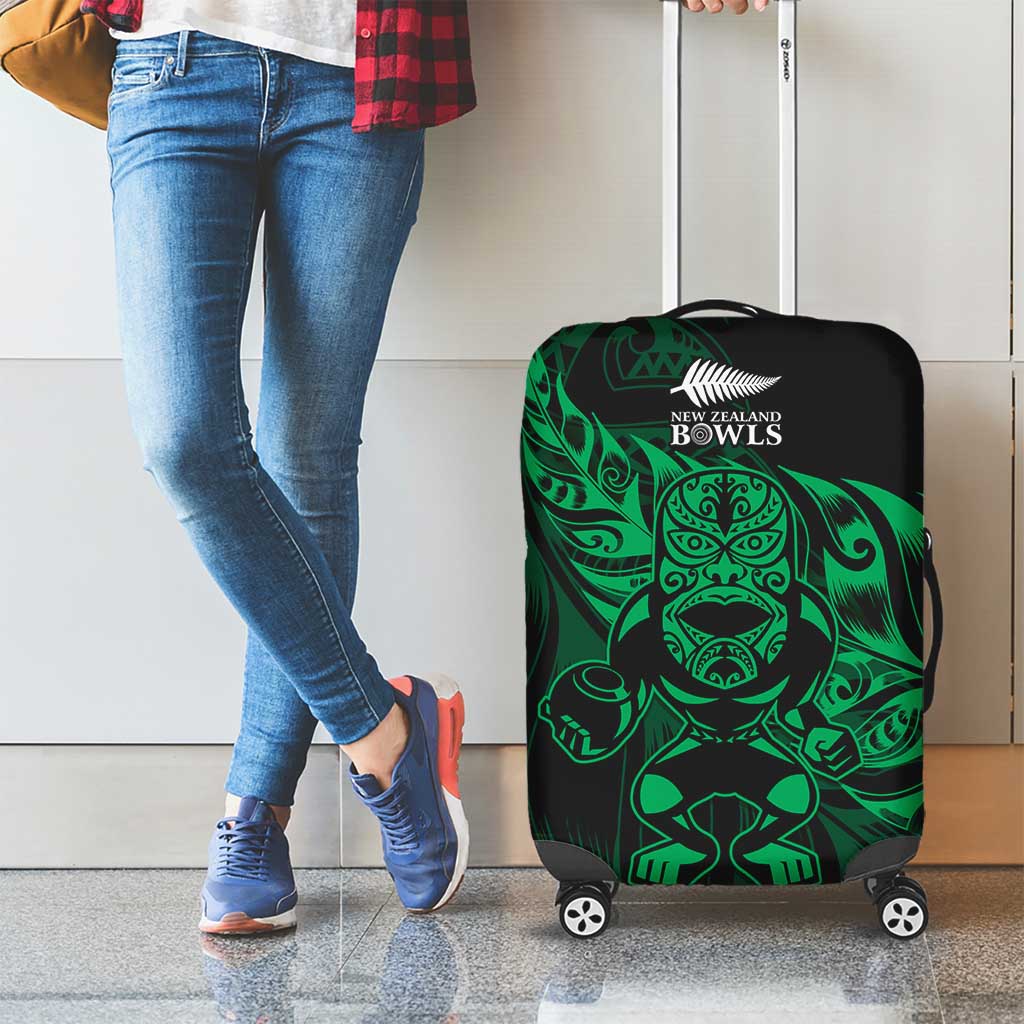 New Zealand Lawn Bowls Luggage Cover Green Maori Warrior Tribal Silver Fern - Aussie Hoodie