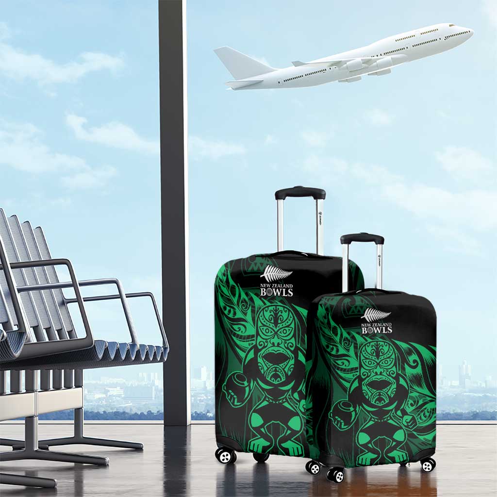 New Zealand Lawn Bowls Luggage Cover Green Maori Warrior Tribal Silver Fern - Aussie Hoodie
