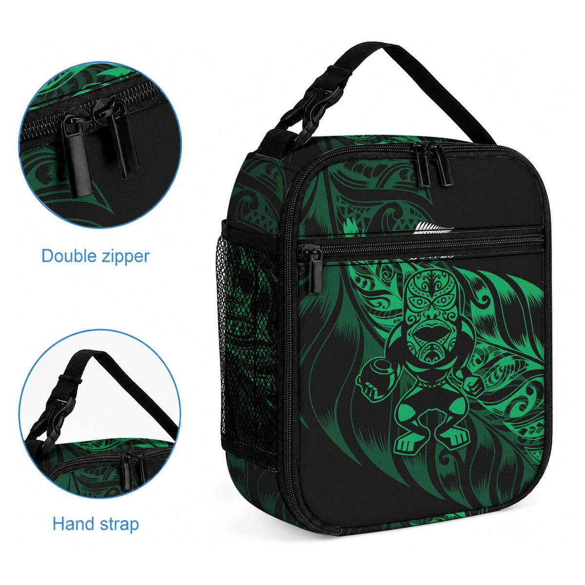New Zealand Lawn Bowls Lunch Bag Green Maori Warrior Tribal Silver Fern