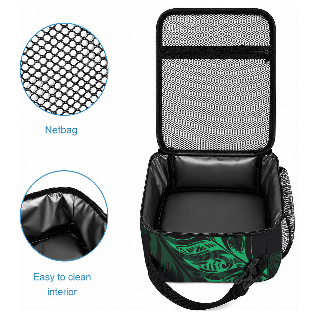 New Zealand Lawn Bowls Lunch Bag Green Maori Warrior Tribal Silver Fern