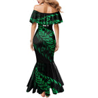 New Zealand Lawn Bowls Custom Mermaid Dress Green Maori Warrior Tribal Silver Fern - Aussie Hoodie