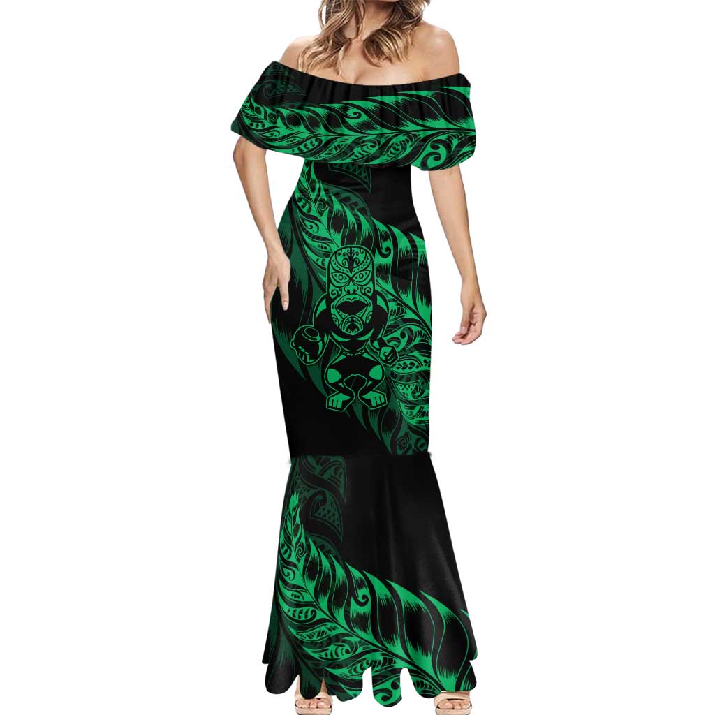 New Zealand Lawn Bowls Custom Mermaid Dress Green Maori Warrior Tribal Silver Fern - Aussie Hoodie