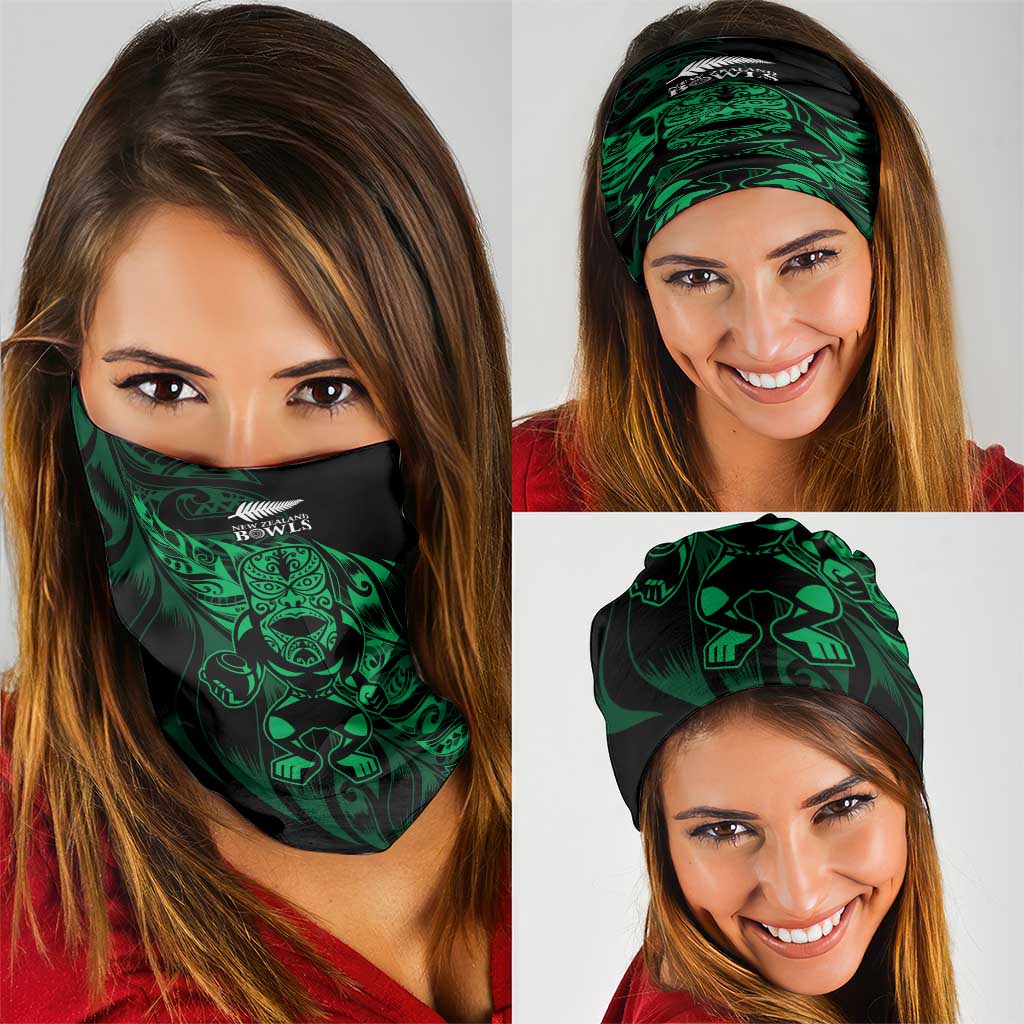 New Zealand Lawn Bowls Neck Gaiter Green Maori Warrior Tribal Silver Fern - Aussie Hoodie