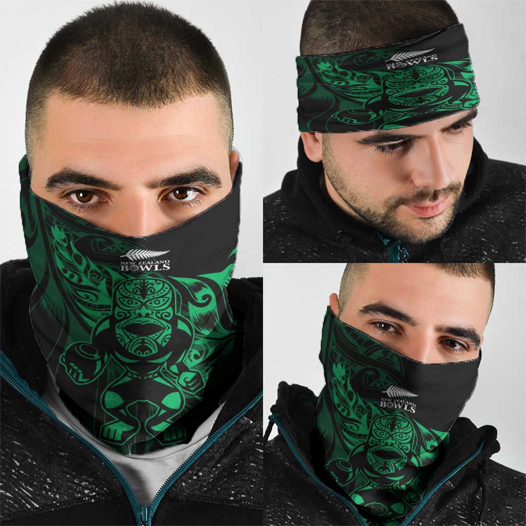 New Zealand Lawn Bowls Neck Gaiter Green Maori Warrior Tribal Silver Fern - Aussie Hoodie