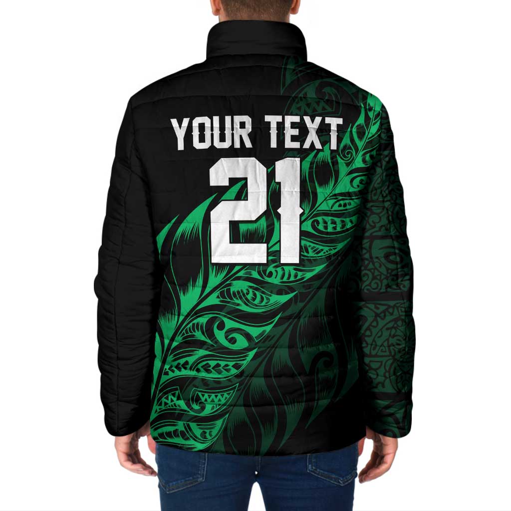 New Zealand Lawn Bowls Custom Padded Jacket Green Maori Warrior Tribal Silver Fern - Aussie Hoodie